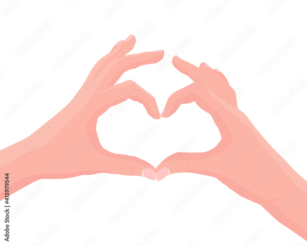 Hands showing heart shape gesture. Love, romantic relationship concept. Illustration in flat style. Hands showing heart shape gesture. Love, romantic relationship concept. Illustration in flat style.