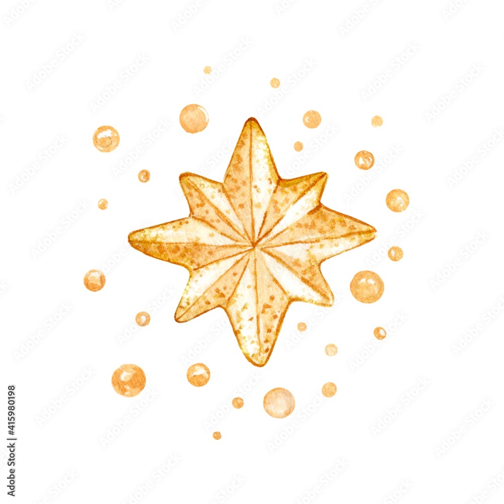 watercolor illustration. Star of Bethlehem. design for printing