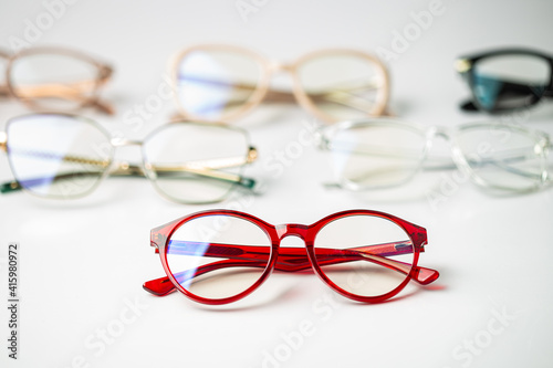 optical glasses in white background