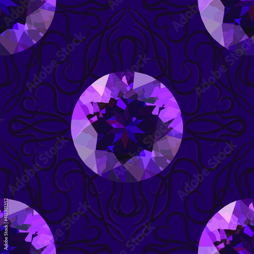 Shiny crystal vector seamless pattern