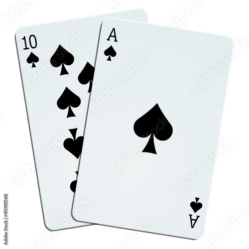 Blackjack en pique isolé sur fond blanc