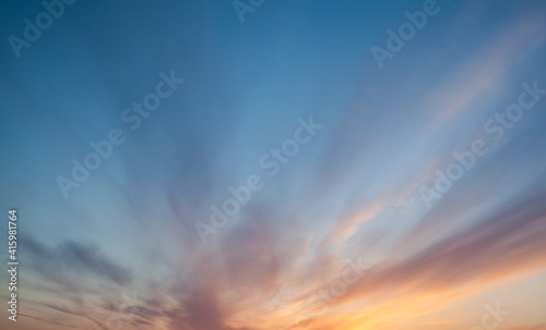 Colorful sunset or sunrise in the sky. Beautiful background.
