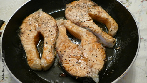 pan-fried salmon steaks