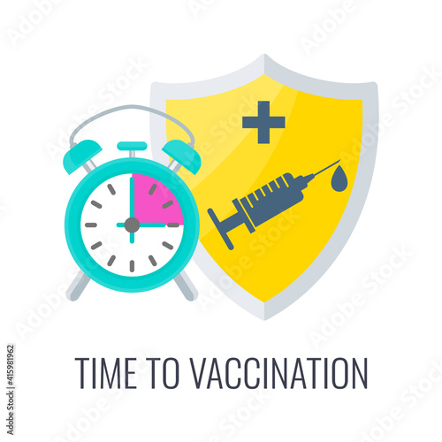 Time to Vaccination icon. Syringe and dose of vaccine.