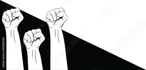 vector of male fists. flat image of the outlines of fists. black outlines of male fists