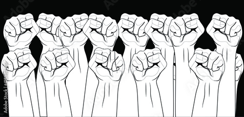 vector of male fists. flat image of the outlines of fists. black outlines of male fists