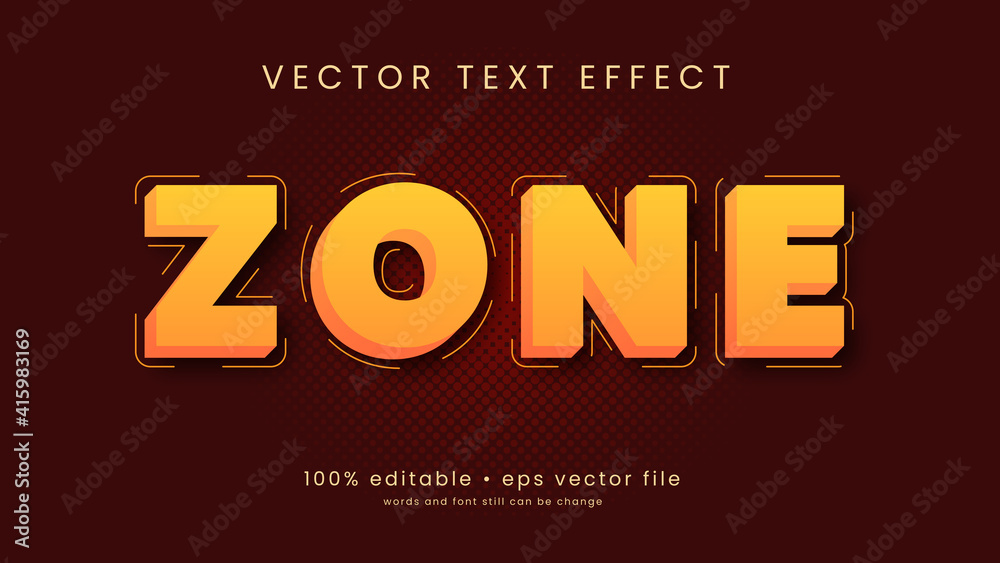 Zone 3d text effect style