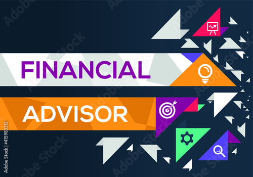 Creative (financial advisor) Banner Word with Icon ,Vector illustration.