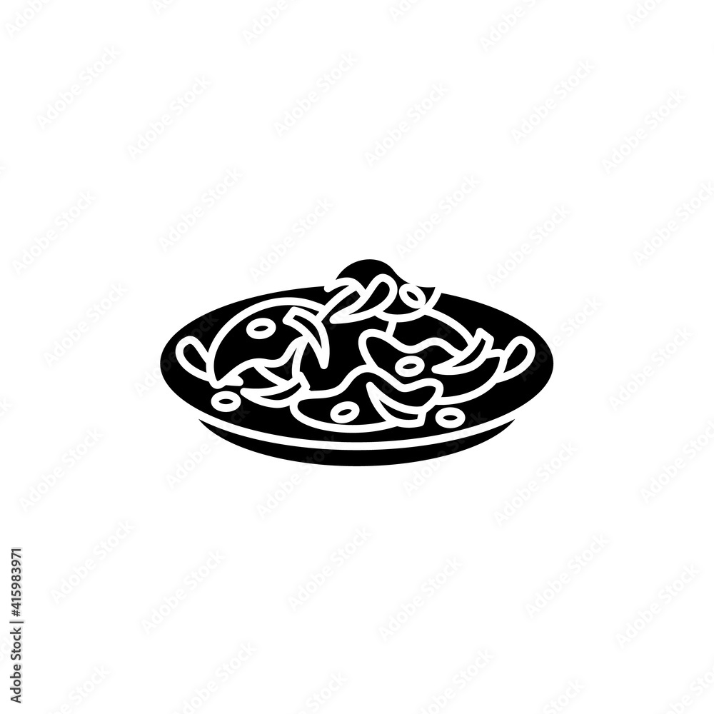 Bulgogi glyph icon. Traditional korean fried beef. Asian food of beef marinated and grilled with rich meaty taste.Filled flat sign. Isolated silhouette vector illustration Bulgogi glyph icon. Traditional korean fried beef. Asian food of beef marinated and grilled with rich meaty taste.Filled flat sign. Isolated silhouette vector illustration