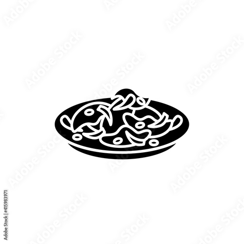 Bulgogi glyph icon. Traditional korean fried beef. Asian food of beef marinated and grilled with rich meaty taste.Filled flat sign. Isolated silhouette vector illustration