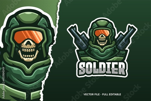 Skull Soldier E-sport Game Logo Template