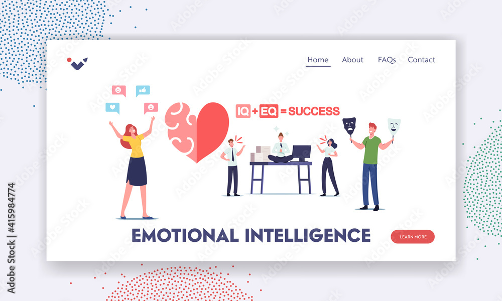 Emotional Intelligence Landing Page Template. Iq and Eq Concept. Characters Show Empathy, Communication Skills Emotional Intelligence Landing Page Template. Iq and Eq Concept. Characters Show Empathy, Communication Skills