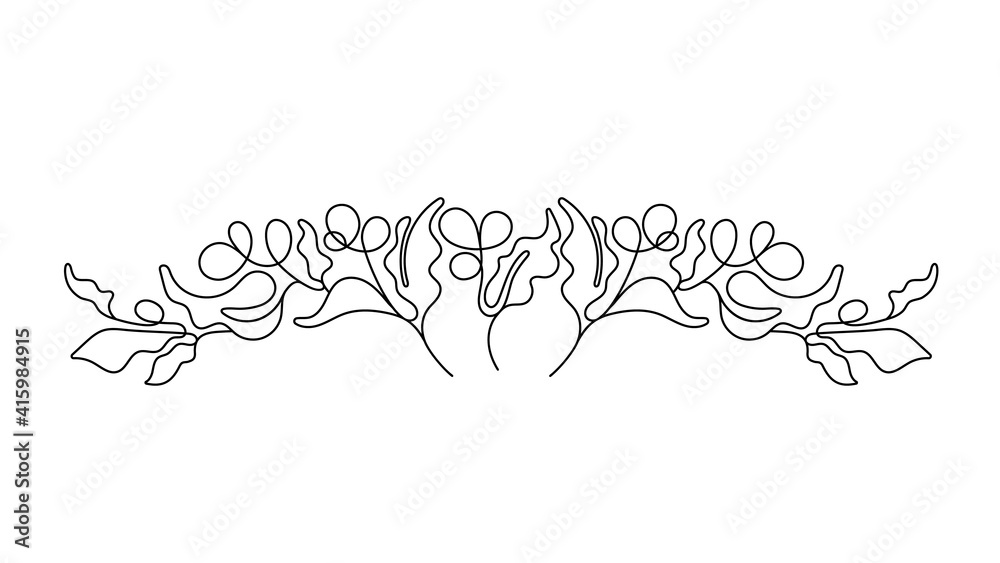 Fototapeta premium Abstract one line border. Vector pattern. Coffee