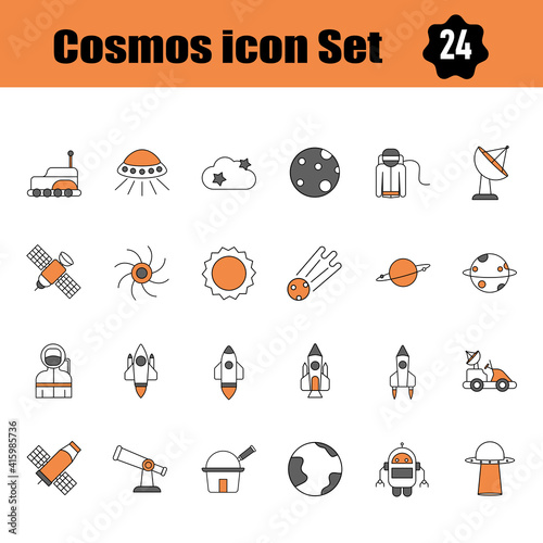 Flat Style Set of Cosmos Icon.