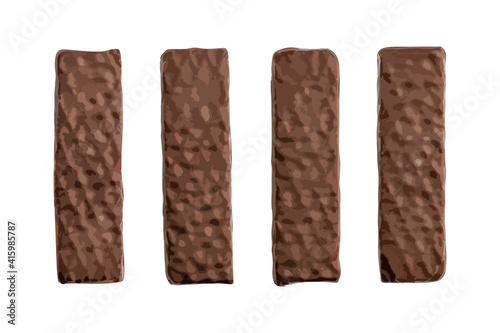 Group of Chocolate Wafers Isolated, Wafer Bar, Waffle Biscuits