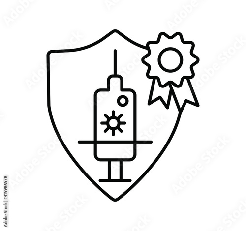 line icon, vaccination, certified vaccine