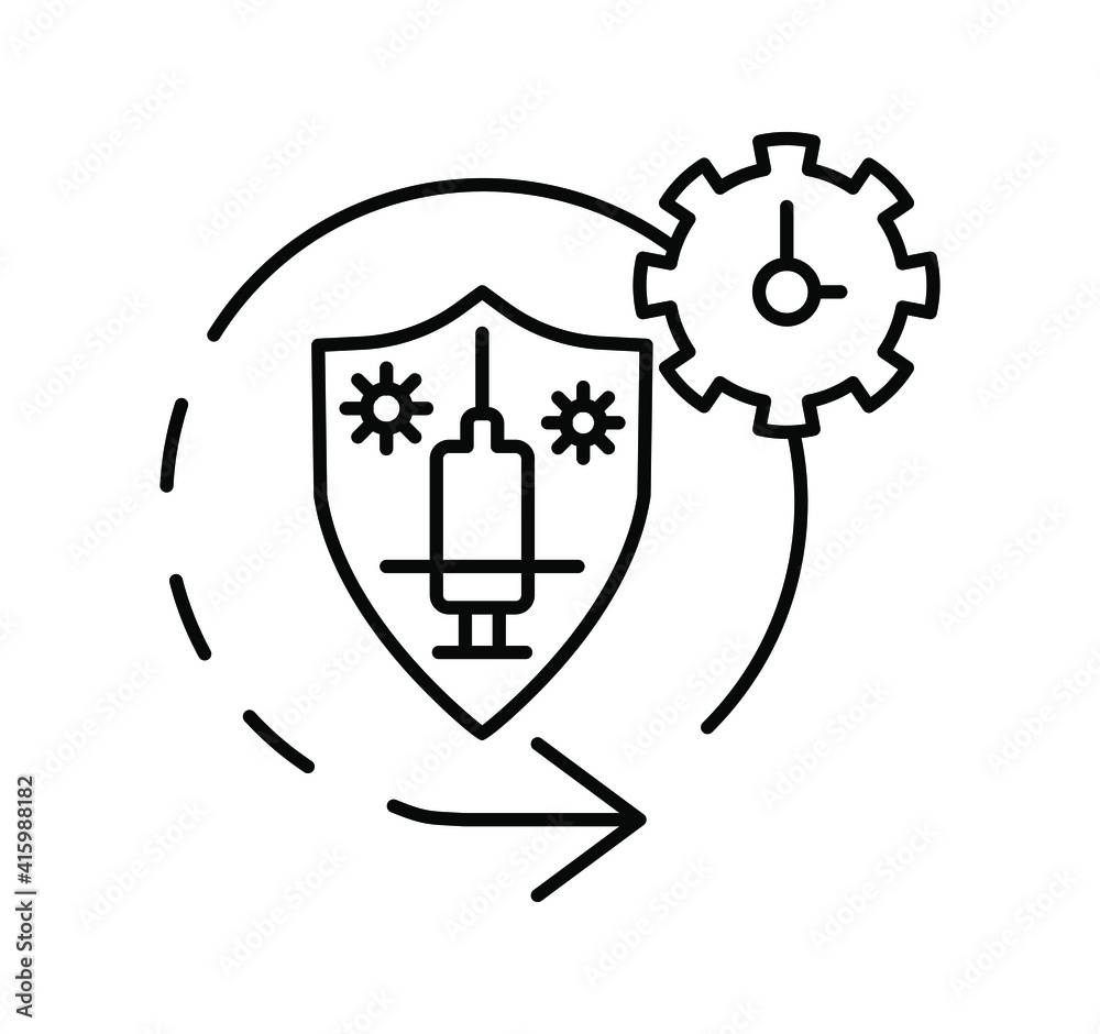 line icon, vaccination, vaccine duration line icon, vaccination, vaccine duration