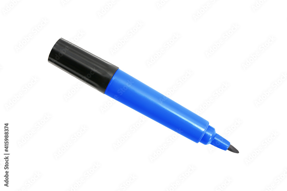 Blue marker pen isolated on white background with clipping path Blue marker pen isolated on white background with clipping path