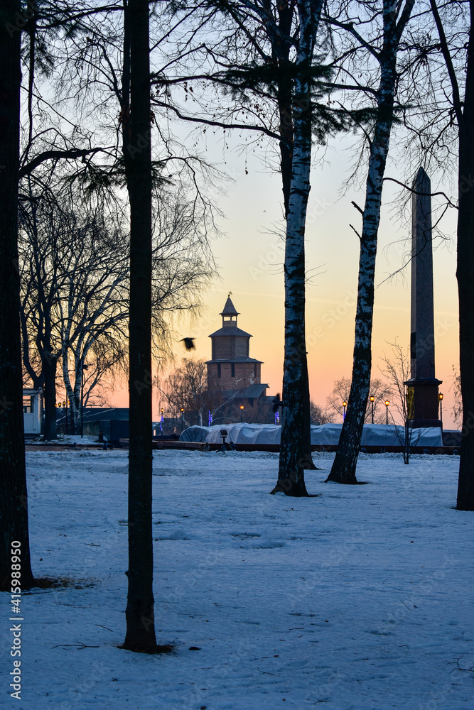 The Kremlin at sunset. Nizhny Novgorod