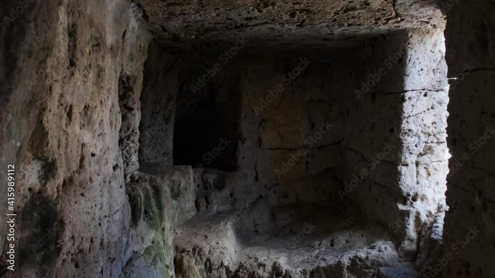 Exploring ancient ruins, Roman tombs inside a necropolis. Exploring ancient ruins, Roman tombs inside a necropolis.