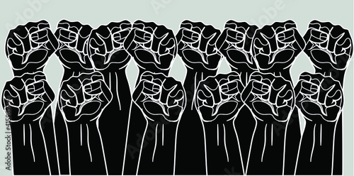 vector of male fists. flat image of the outlines of fists. outlines of white male fists