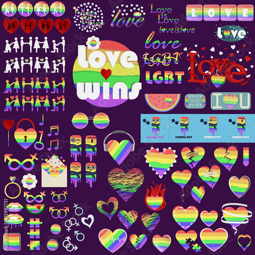 LGBT community illustration set. Vector pride icons