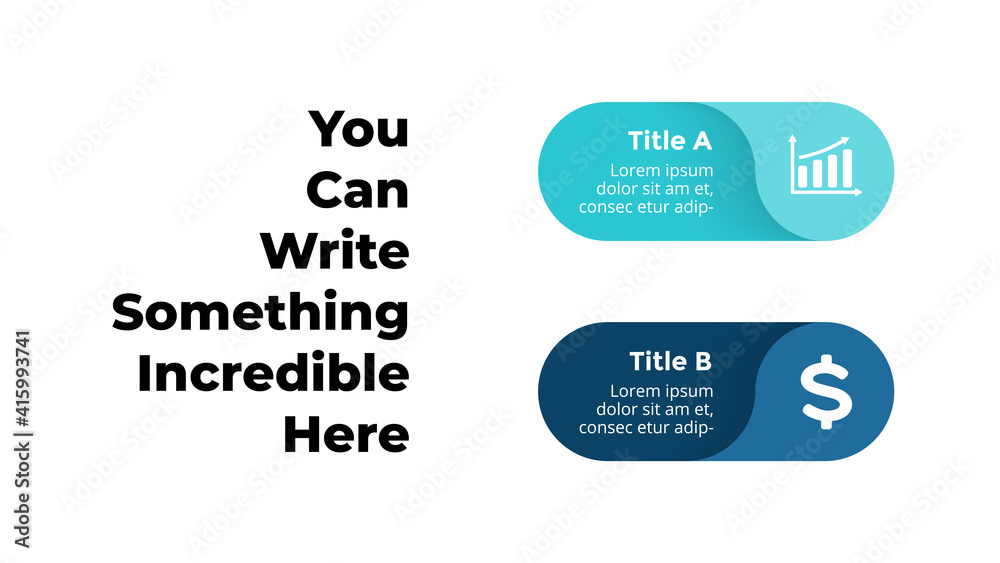 Obraz premium Infographics for 2 steps, options. Banner circle elements. Presentation slide template.