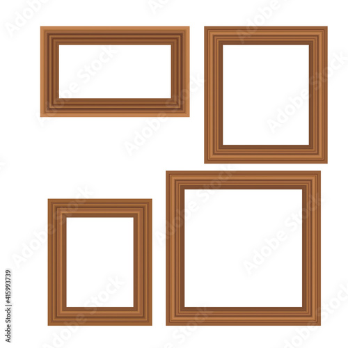 Set of squared golden vintage wooden frame for your design. Vintage cover. Place for text. Vintage antique gold beautiful rectangular frames. Template vector illustration.