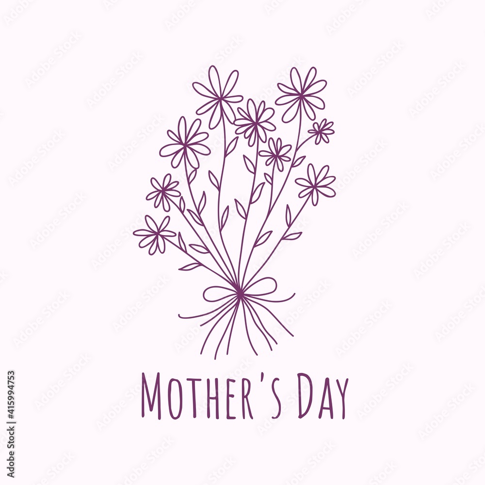Hand drawn floral bouquet Mother's Day card
