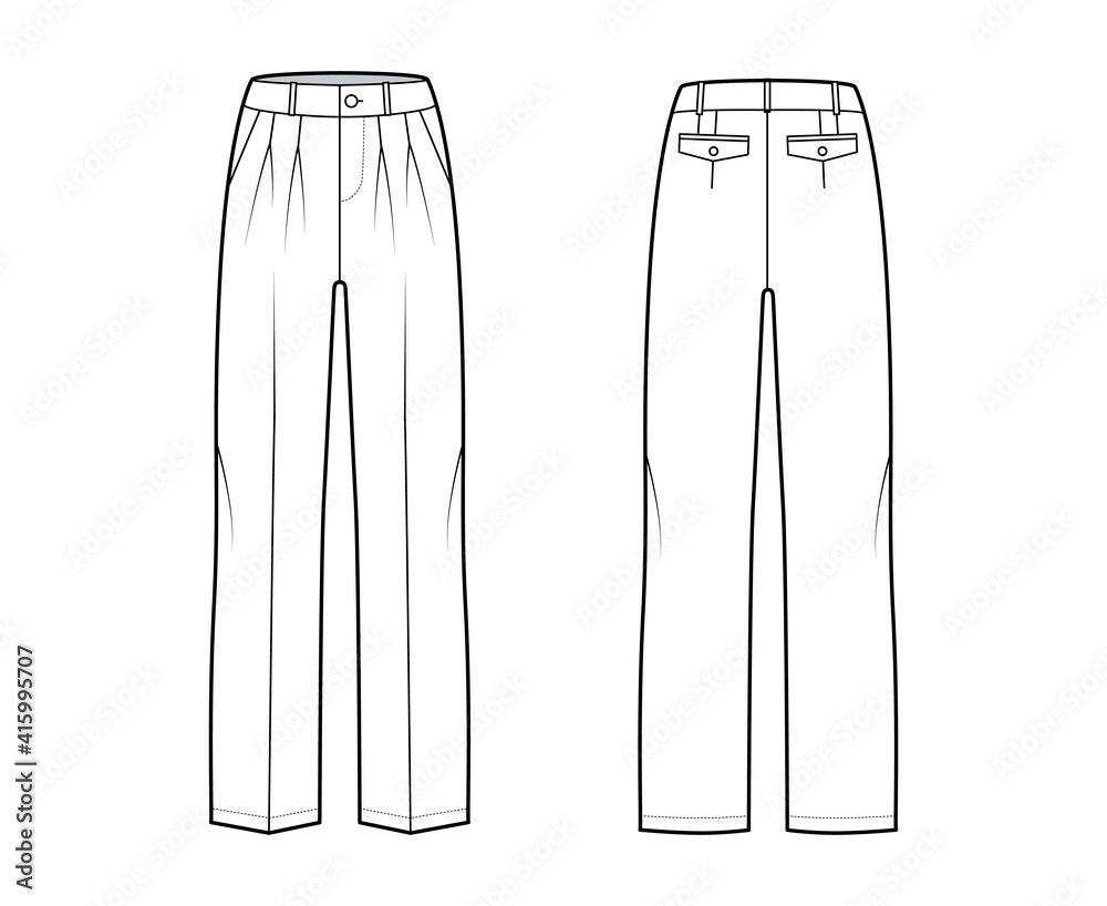 Y's Back Flap Pocket Wool Wide Pants (Trousers) Black 2 | PLAYFUL
