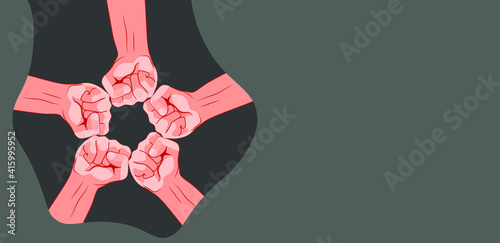 vector of male fists. flat poster image with fists of men.