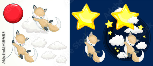 Playing With Balloons ! Cute fox Flying with balloons