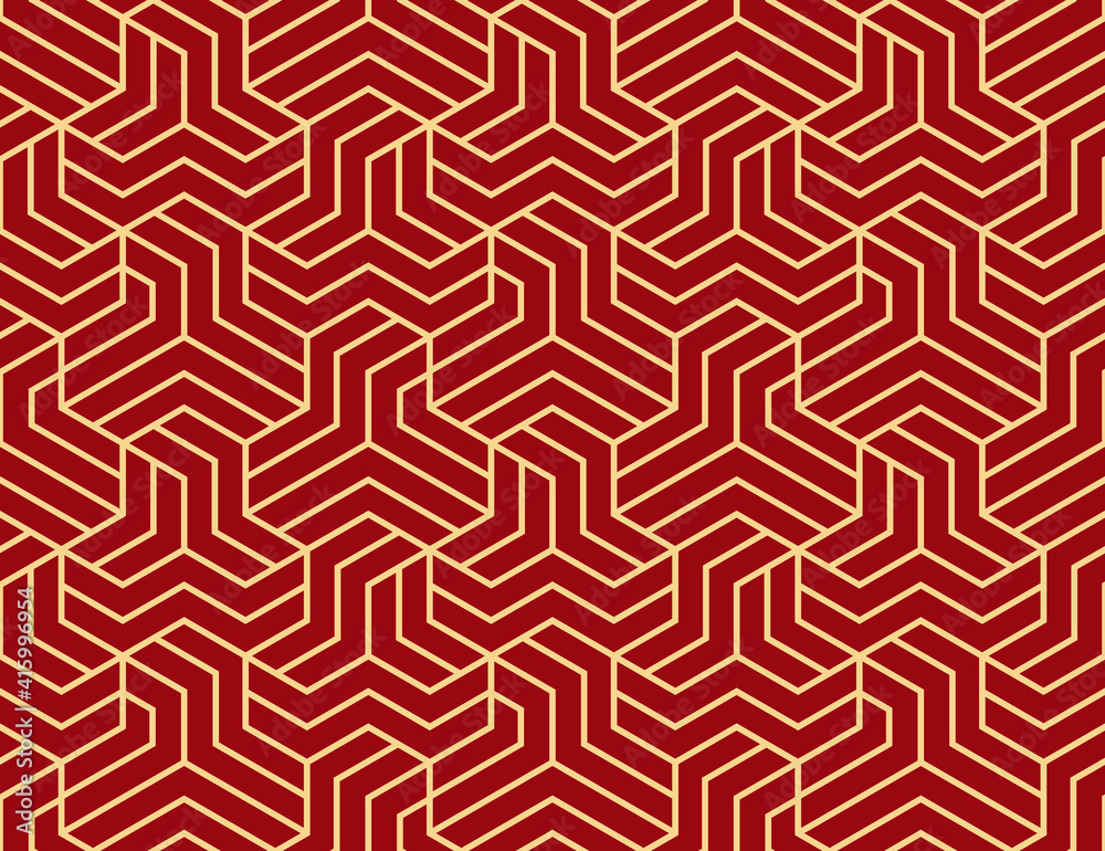 Abstract geometric pattern with stripes, lines. Seamless vector background. Gold and red ornament. Simple lattice graphic design Abstract geometric pattern with stripes, lines. Seamless vector background. Gold and red ornament. Simple lattice graphic design