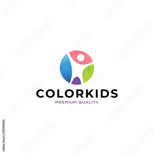 Color Kids logo vector icon illustration modern style