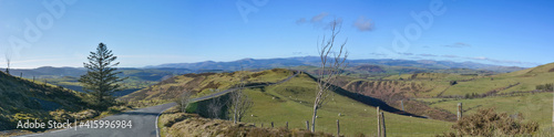 Panorama on the Cambrian Mountains near Llanidloes, Powys, Wales, U.K. photo