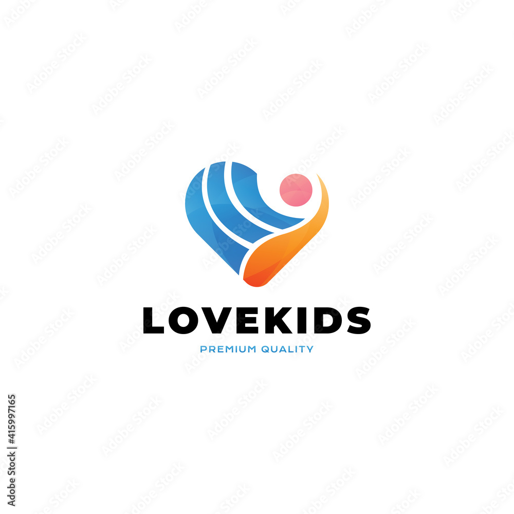 Love Kids logo vector icon illustration modern style