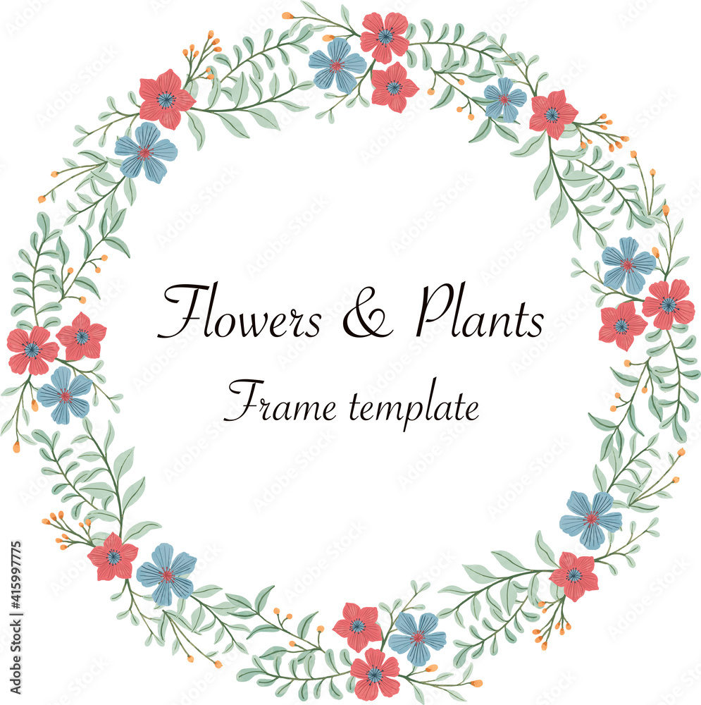 Fototapeta premium Flowers and plants frame template