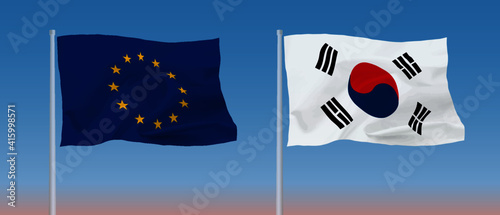 EUと韓国の旗