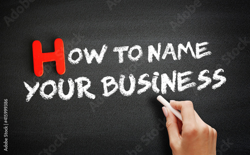 How To Name Your Business text on blackboard, concept background