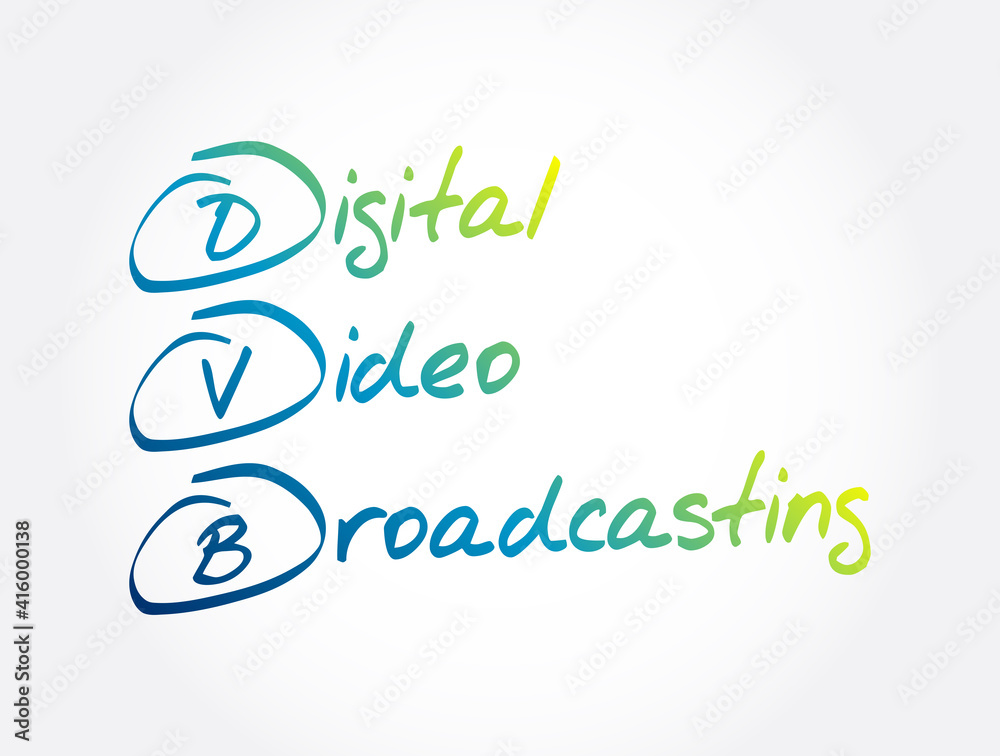 DVB - Digital Video Broadcasting acronym, technology concept background