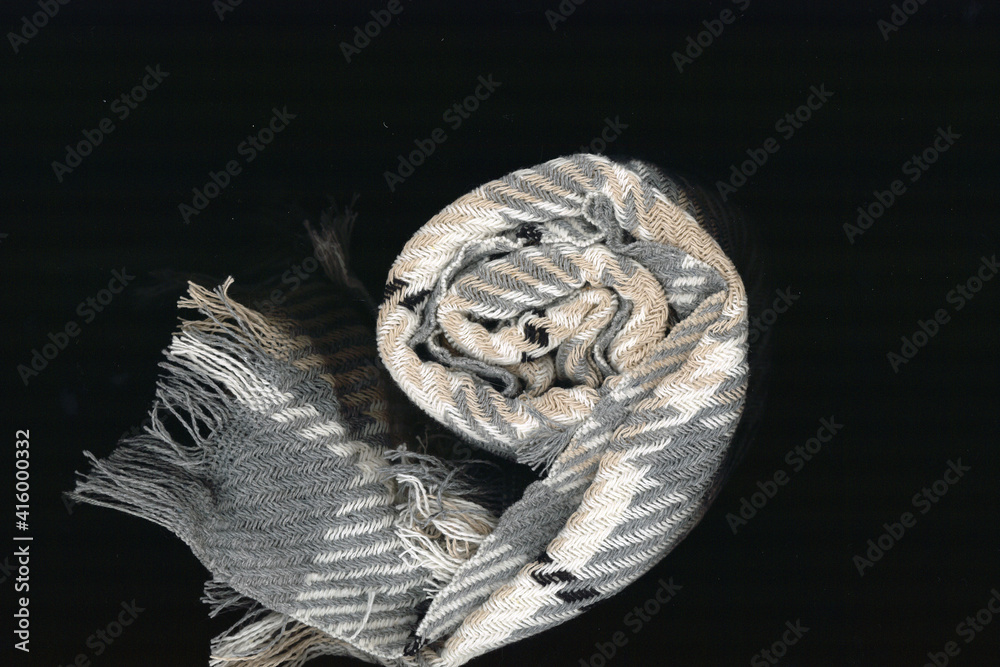 Top view, striped hand woven fabric texture background Top view, striped hand woven fabric texture background