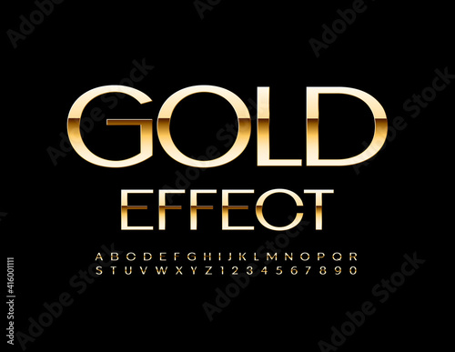 Vector Golden Font. Chic Elegant Alphabet. Luxury Letters, Numbers and Symbols