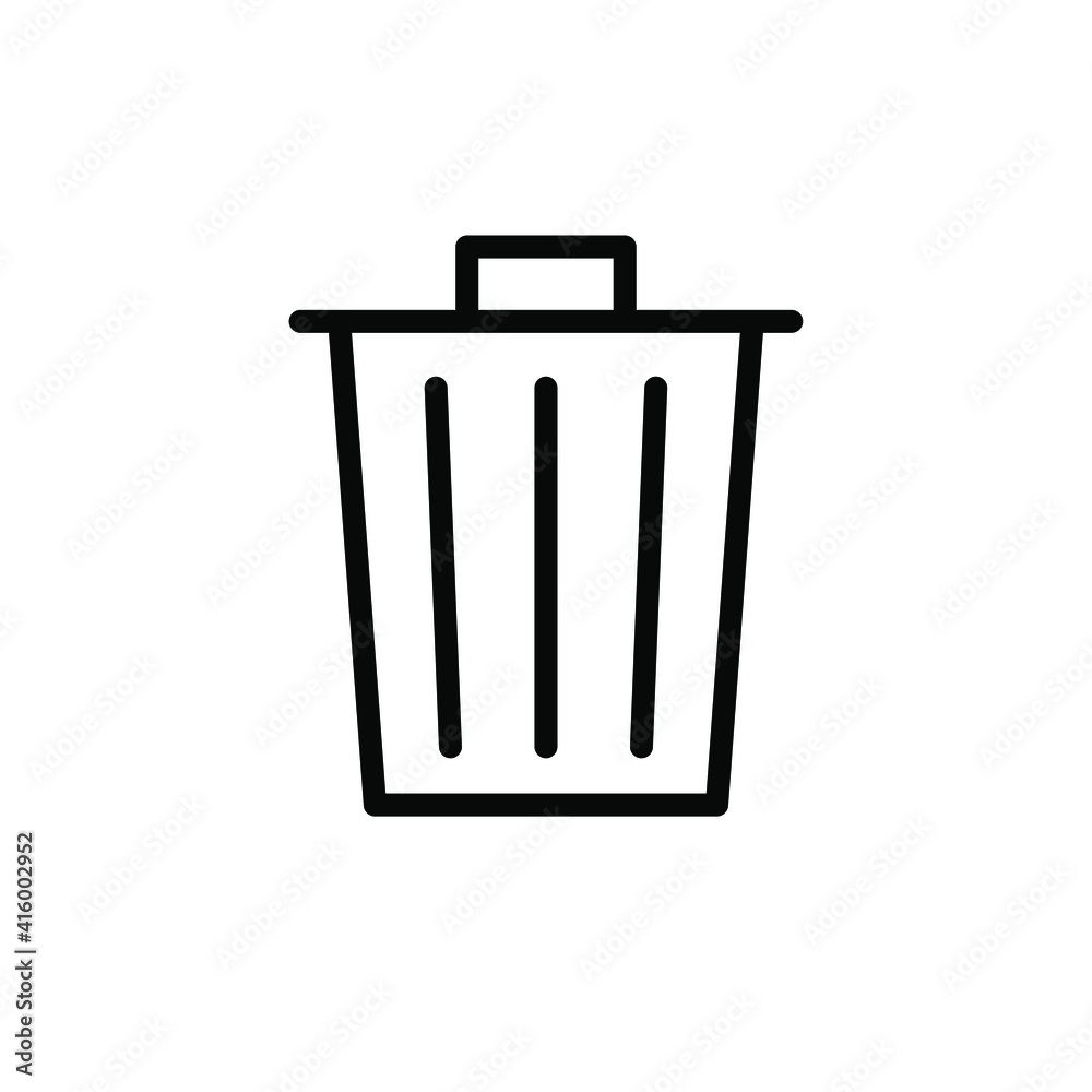 Trashcan icon. Carbage can symbol. Flat shape delete sign. Trash container and recycling bin logo. Vector illustration image. Isolated on white background. Trashcan icon. Carbage can symbol. Flat shape delete sign. Trash container and recycling bin logo. Vector illustration image. Isolated on white background.