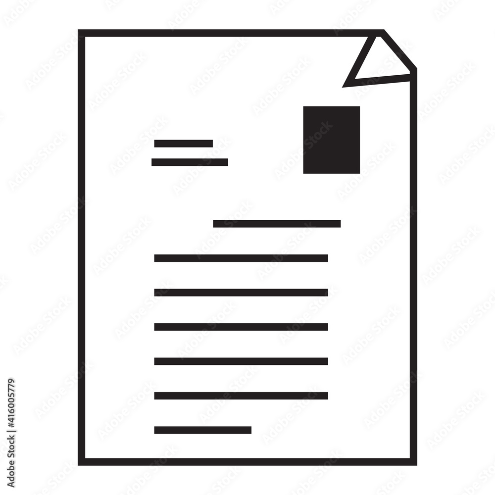 File and document paper icon on white background vector. . File and document paper icon on white background vector. .