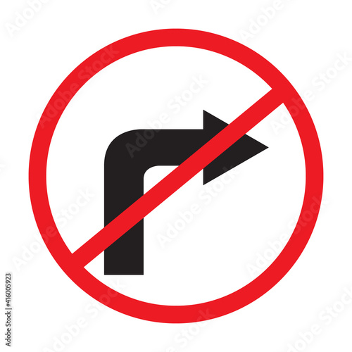No right turn traffic signs icon on white background vector.