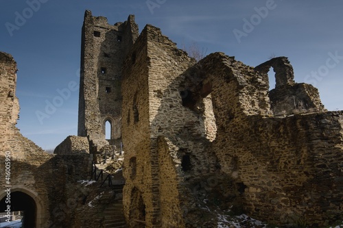 The ruins of an old castle from the 13th century in Bohemia