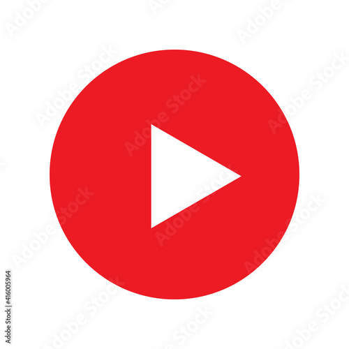 Red play button icon on white background vector. Play symbols for you website design.multimedia for video and audio.