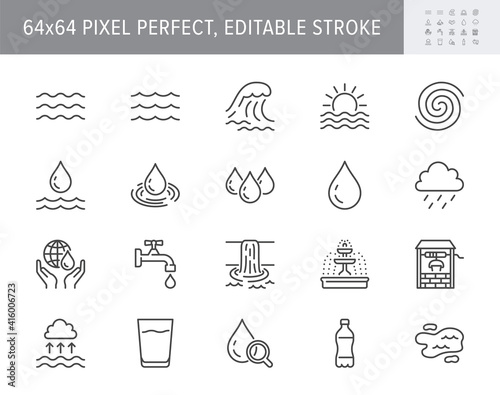 Water line icons. Vector illustration include icon outline plast