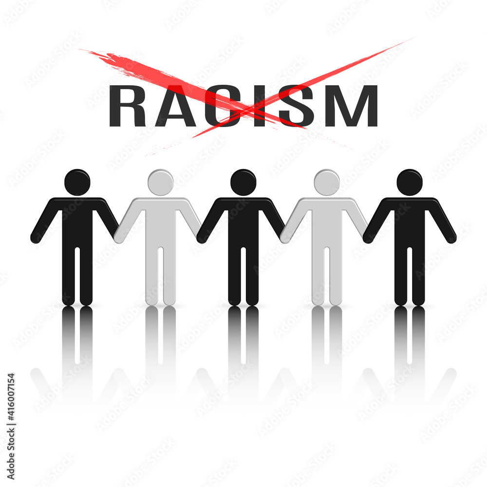 3D stick figures, racism concept, vector illustration. 3D stick figures, racism concept, vector illustration.
