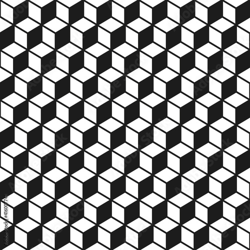 Seamless wireframe 3d cube pattern background texture